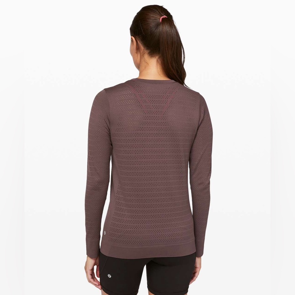 Lululemon Breeze By Long Sleeve *Squad Cherry Cola Seamless Top Size 6 - Picture 3 of 7